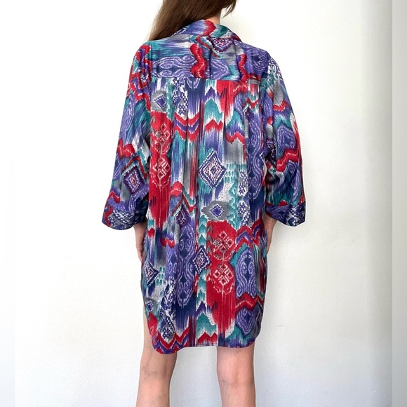 Boho Vintage Graphic Button Down Shirt Or Dress - Picture 3 of 8